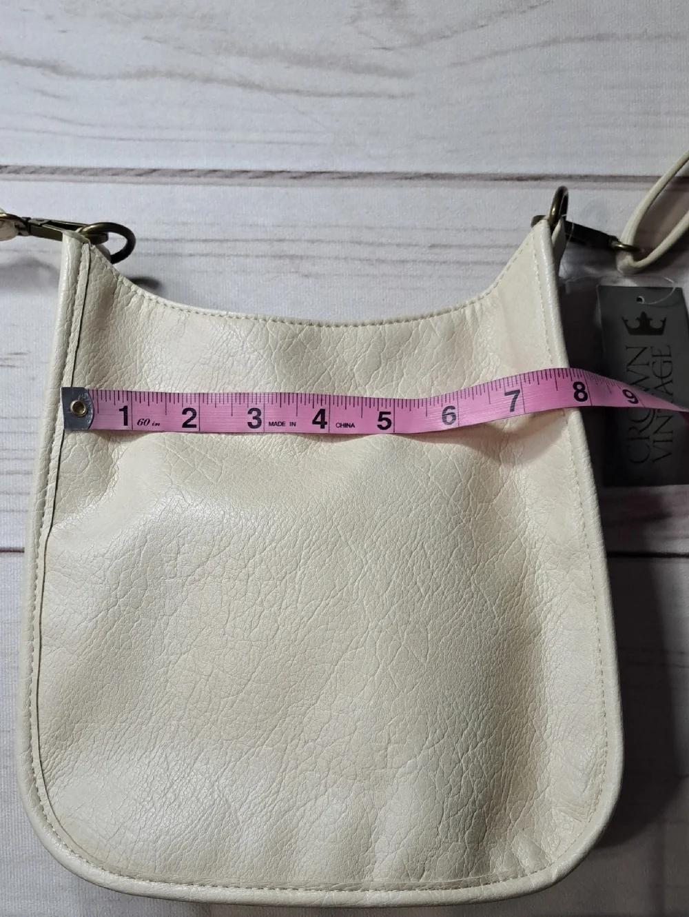 Crown Vintage Cream Crossbody Bag